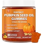 Pumpkin Seed Oil Gummies with Saw Palmetto | 5200mg Cold-Pressed Extract for Hair Growth, Prostate & Skin Health | Sugar-Free Pumpkin Oil Supplement for Men & Women | Pineapple Flavor, 60 Gummies