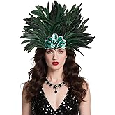 UQJE Women's Feather Headpiece Carnival Feather Headdress Showgirl Headpiece Plume Glitter Headdress Halloween