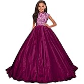 Sejanu Pageant Dresses for Girls Puffy Tulle Flower Girl Dress Rhinestones Birthday Party Ball Gowns for Wedding