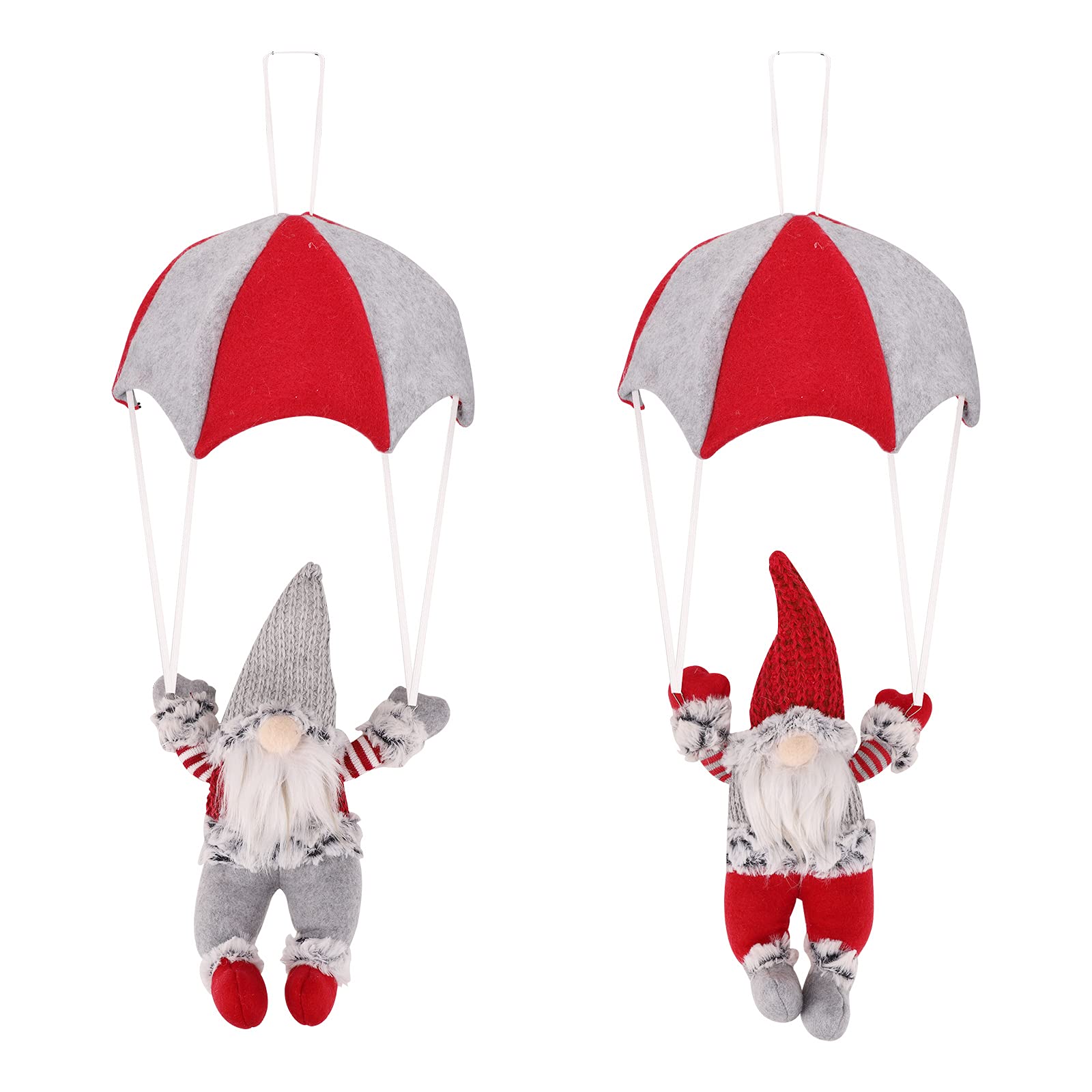 2 Pcs Handmade Christmas Gnomes,Swedish Plush Santa Tomte Decoration with Parachute,Scandinavian Xmas Gonks Cloth Doll Elf Ornaments for Home Christmas Tree Hanging Decoration