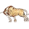VylbCove Acrylic Bull Statue Feng Shui Wall Street Bull Statue, Stock Market Charging Bull Sculpture Office Desk Decorative, Gold Bull Figurines for Tv Stand Knick Knacks Home Decor for Shelves para