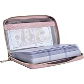 Easyoulife Credit Card Holder Wallet Womens Zipper Leather Case Purse RFID Blocking