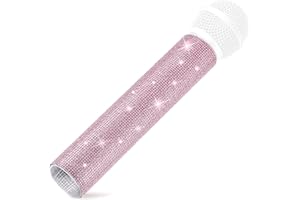 Facmogu Pink Microphone Decorative Sleeve, Wireless Microphone Cover, Pretend Glitter Bedazzled Microphones Sleeve, Sparkly B
