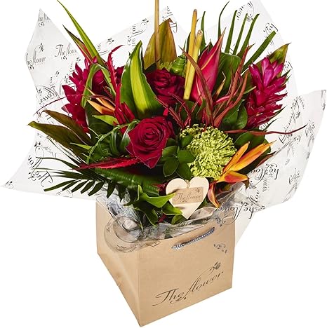 Guaranteed Pre Christmas Delivery The Flower Rooms Exotic Hand Tied Bouquet Fresh Flowers Delivered No Relay Service Flowers Made Delivered By Us Amazon Co Uk Garden Outdoors