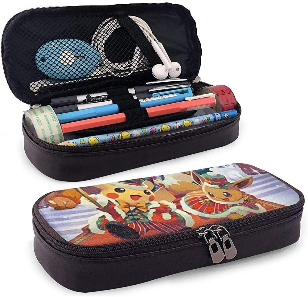 E-evee Evolution Pencil Case, Casual Leather 3D Printed Economic Pen Bag Pencil Pouch with Zipper