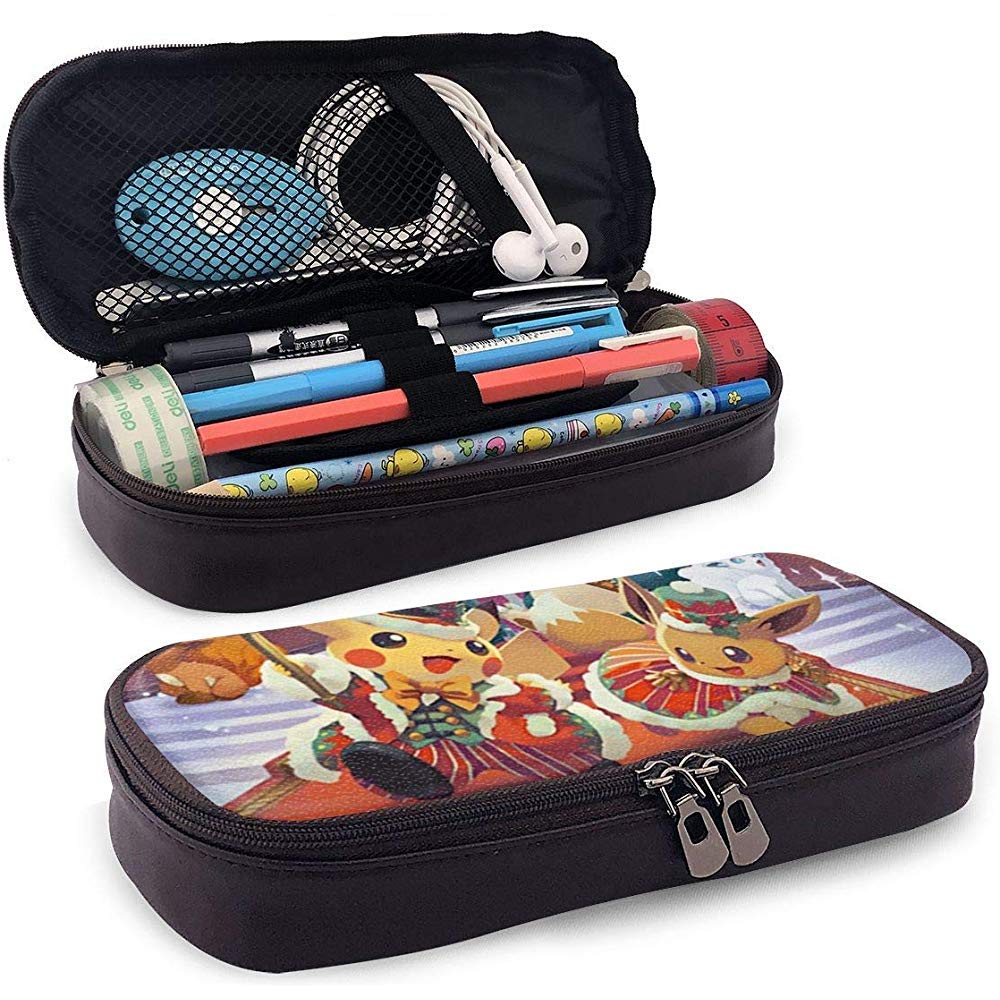 E-evee Evolution Pencil Case, Casual Leather 3D Printed Economic Pen Bag Pencil Pouch with Zipper