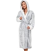 Uikue Long Bath Robe for Womens - Plush Soft Fleece Spa Bathrobes Cozy Warm Nightgown Ladies Pajamas Sleepwear with Pockets
