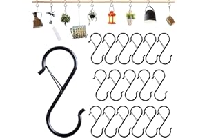 Baoswi 18 Pack S Hooks for Hanging Black S Hooks Heavy Duty Metal Hooks with Safety Buckle Design for Hanging Plants, Lights, Kitchenware, Pans, Pots, Utensils, Clothes, Towels