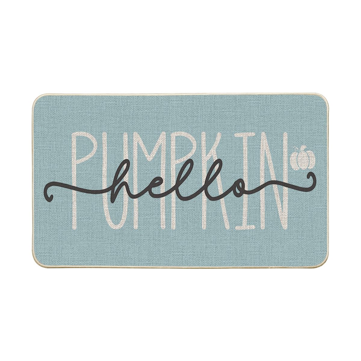 Photo 1 of Artoid Mode Blue Hello Pumpkin Fall Doormat, Home Decor Low-Profile Switch Rug Door Mat Floor Mat for Indoor Outdoor 17x29 Inch