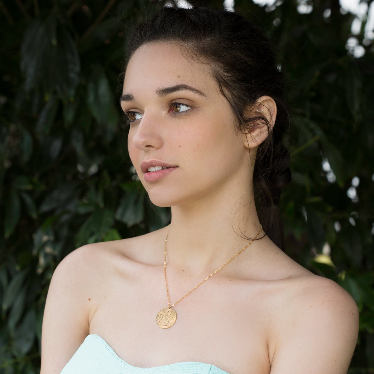 Round Monogram necklace 1 inch Personalized Monogrammed