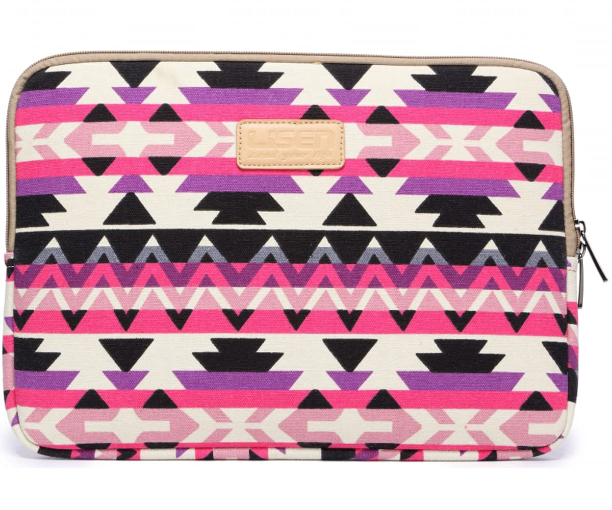 fdsmall Laptop Sleeve, 13-13.3 Inch, Waterproof Shock Resistant Bag Case (geometric hot pink)
