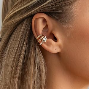 Gold Ear Cuff Earrings for women Rhinestone Ear Cuff No Piercing Clip On Ear Wrap Fashion Jewelry Gift Elegant Statement Acce