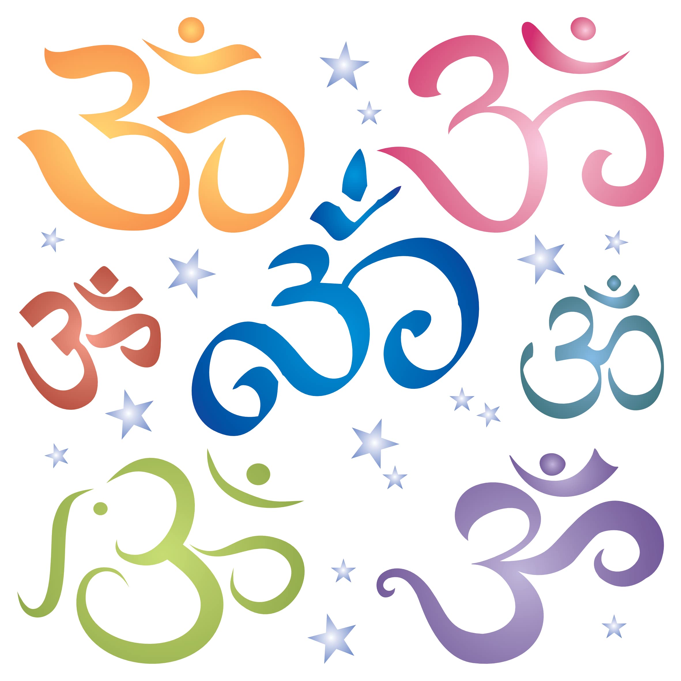 OM Symbols Stencil, 11.43 x 11.43 cm (S) - Pranava Yoga AUM Indian Mantra Sanskrit Hindu Spiritual Stencils for Painting Template