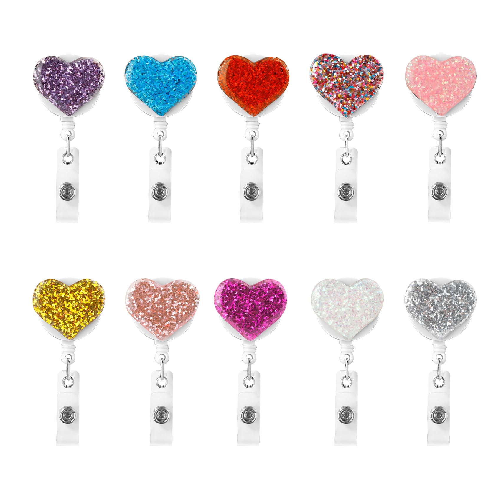 Photo 1 of 10 Pieces Heart Badge Reel,Nurse Badge Reel,Heart Badge Reels Retractable,Nurse Gifts,Valentines Day Gifts for Her,Badge Reel,Badge Holder,Badge Holder Retractable Clip,Retractable Badge Holders