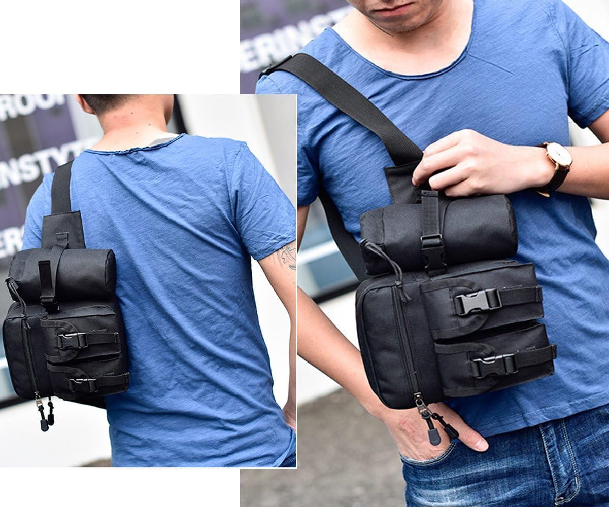 Rullar Hiking Waist Fanny Pack With Water Bottle Holder Tactical Drop Leg Bag Tackle Storage Bags & Wraps Running Waist Hip Belt Bag Motorcycle Bike Pouch Shoulder Bag Black - Image 5