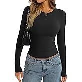 EasyGala Womens Long Sleeve Shirts Lightweight Stretchy Going Out Tops Crew Neck Basic Tee Slim Fit Fall Y2K Outfit 2026