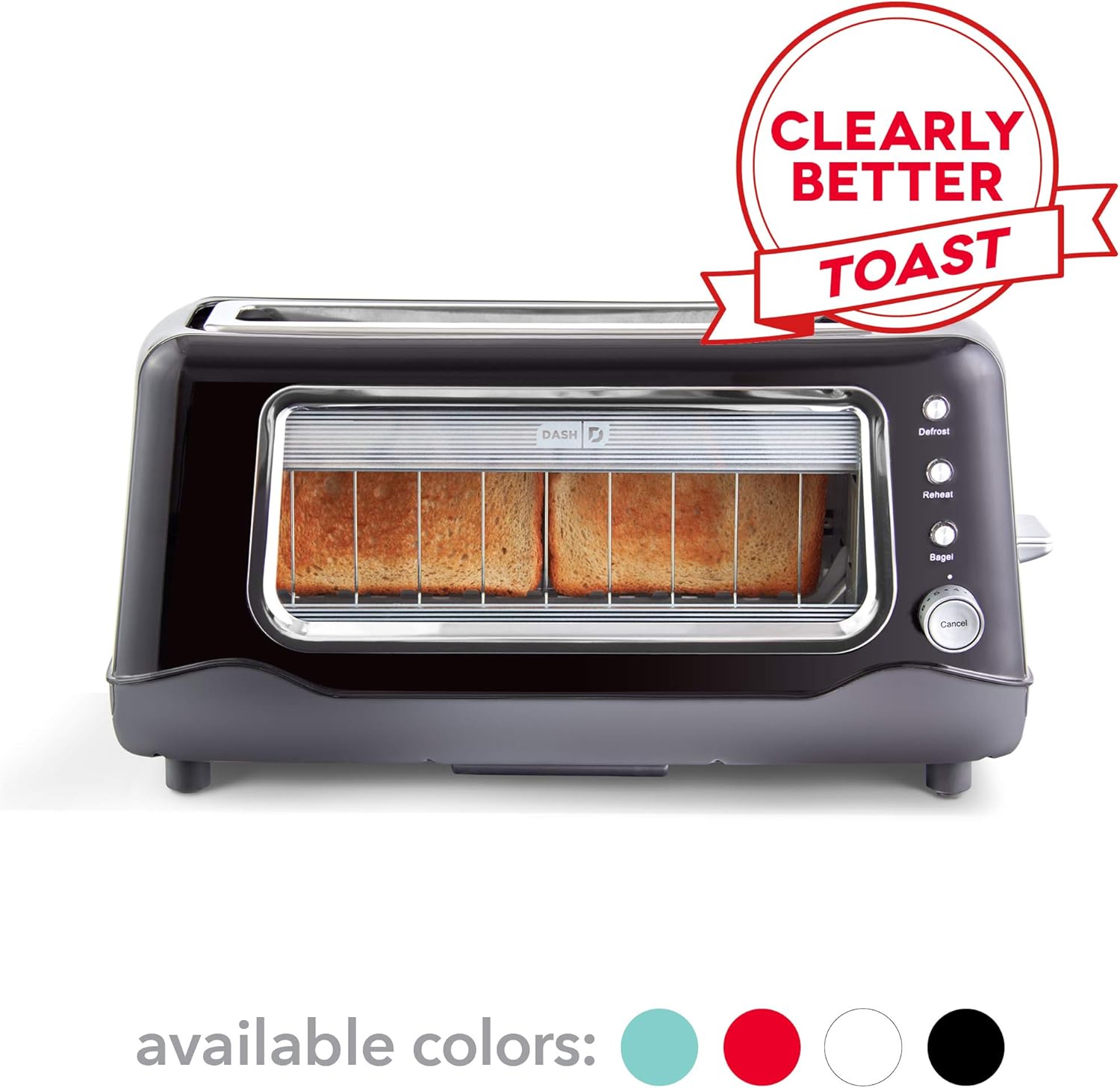 Defrost Dash Clear View Toaster Extra Wide Slot Toaster with Stainless