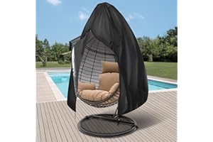 Impulja Patio Egg Chair Cover with Zipper, Heavy Duty 420D Oxford Outdoor Hanging Egg Chair Cover, Waterproof UV Resistant Wi