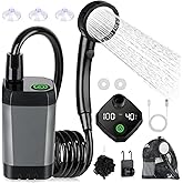 Portable Shower for Camping, [Long-Lasting] Spopal 6000mAh Rechargeable Camping Shower with Intelligent LED Display, 4 Spray 