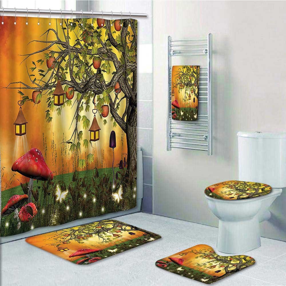 80 Off Prunus 5 Piece Bathroom Set Includes Shower Curtain Liner