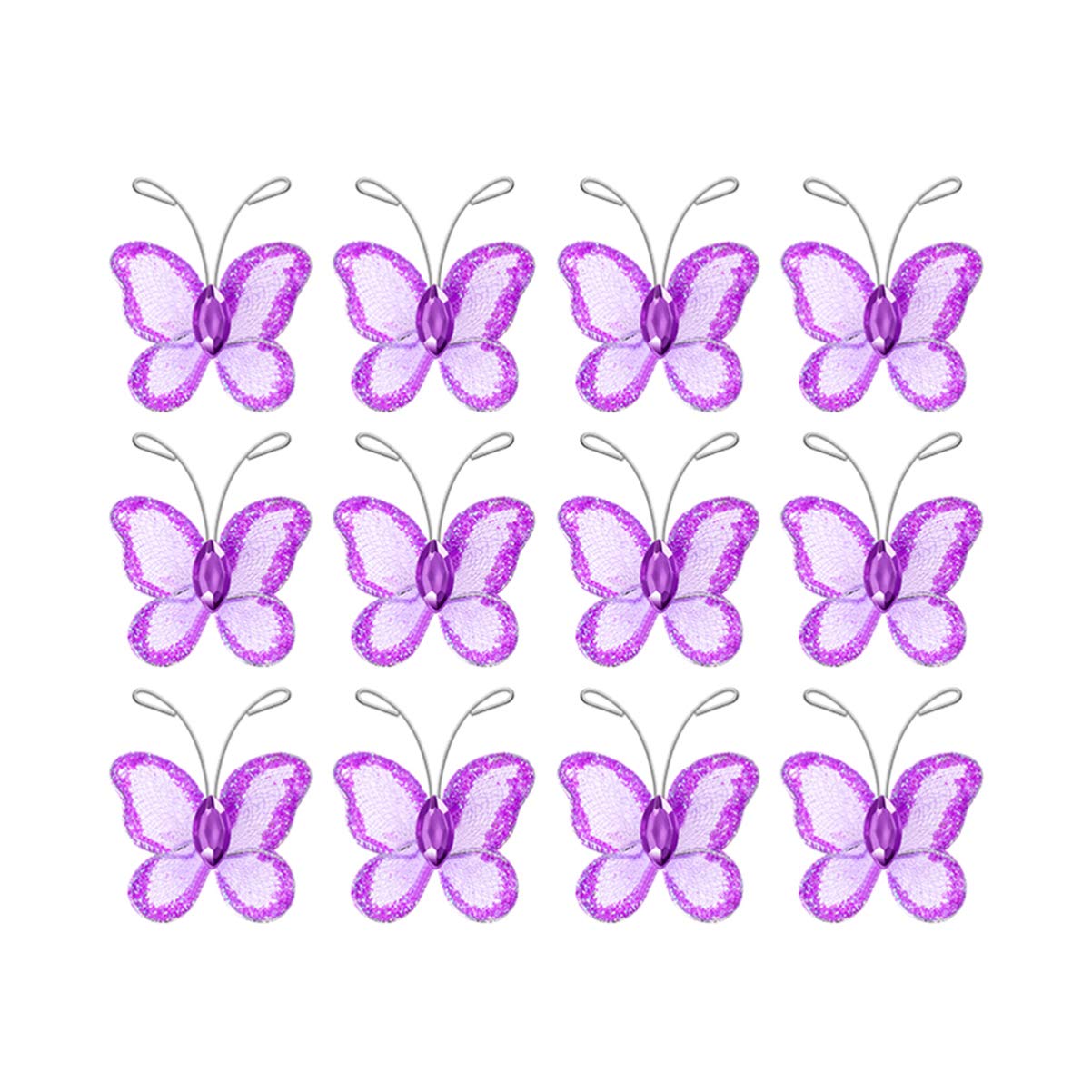 TOYANDONA 3D Sequined Purple Butterfly, 100 PCS DIY Decorative Wall Art Glitter Butterflies Decor for Flower Bouquet Nursery Wedding Baby Shower Birtyday Party Decorations