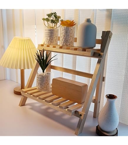 Amazon.com: Wooden Double Layer Rack Desk Storage Organizer