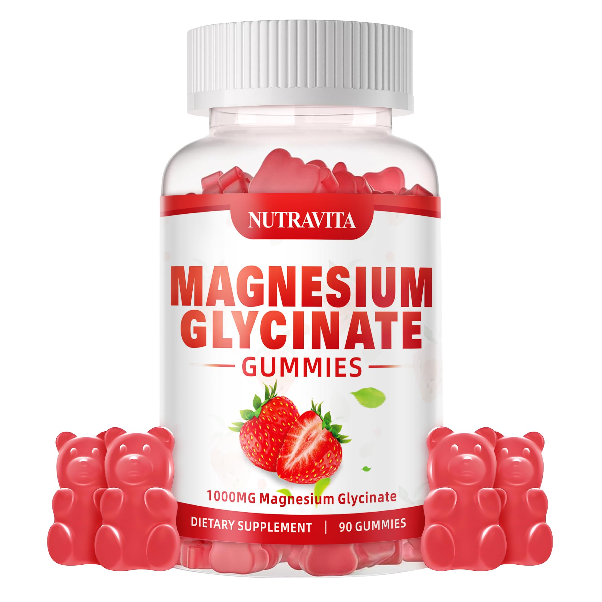 Photo 1 of *9/2026* Magnesium Glycinate Gummies 1000mg with Magnesium L-Threonate,Chelated Magnesium Potassium Complex Supplement with VitD, B6, CoQ10, Calcium,Supports for Memory, Calm, Mood - 90 Gummies Strawberry