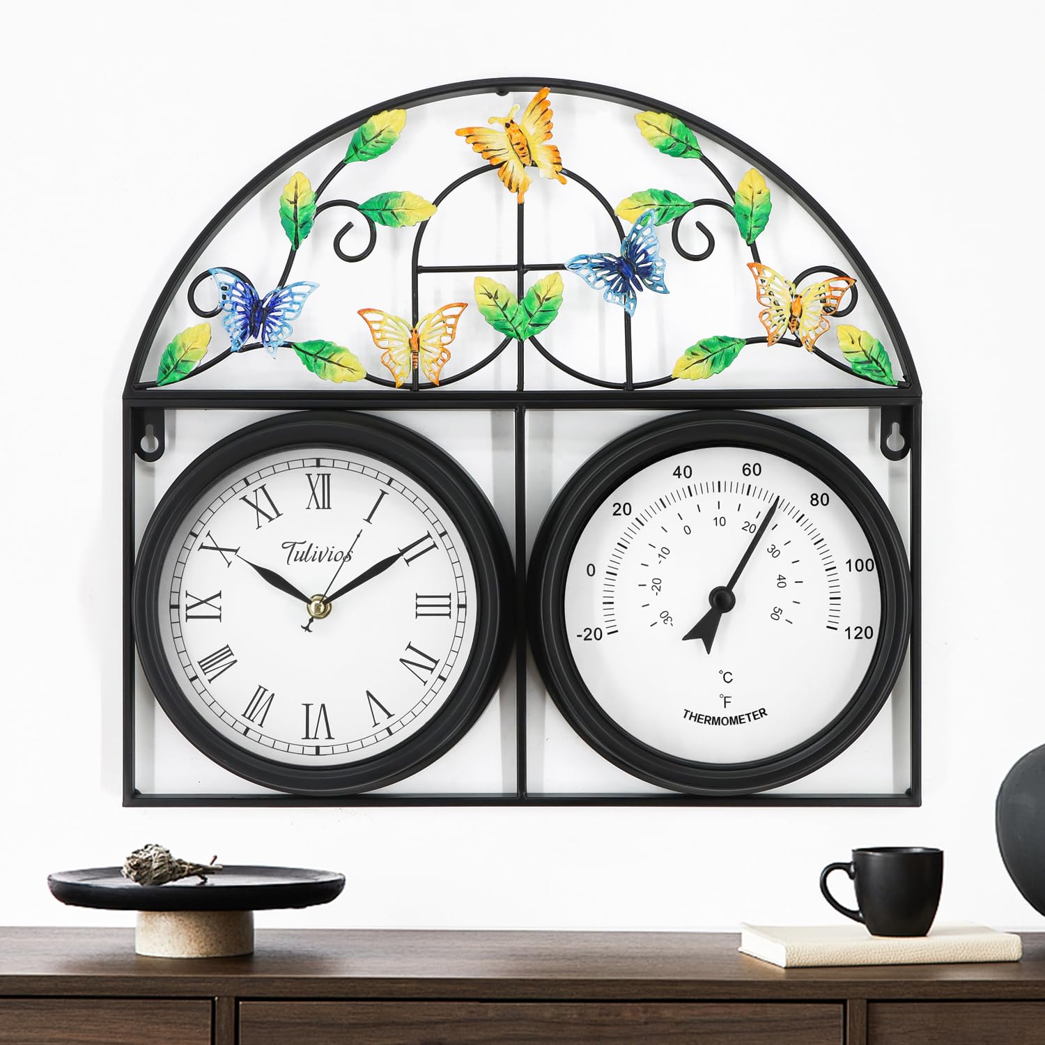 Condition photo showing New/Like New for tulivios 17inch large outdoor clock,waterproof wall clock with thermometer,weatherproof non-ticking