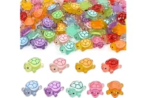 LUGAILLY Mini Resin Turtles Figures to Hide, 72 PCS Tiny Resin Animal Figurines Little Small Plastic Turtles Miniature Festival Rave Trinkets Bulk Glow in the Dark for Micro Fairy Garden Aquarium Decor