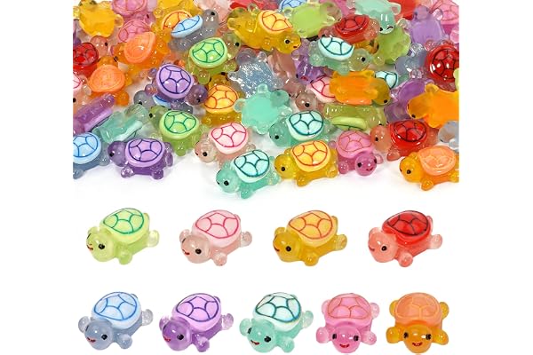 Mini Resin Turtles Figures to Hide, 72 PCS Tiny Resin Animal Figurines Little Small Plastic Turtles Miniature Festival Rave T