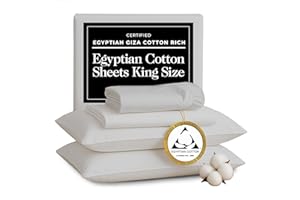 Certified Egyptian Cotton Sheets King Size Set Optimally Blended with Long Staple Cotton - Silky-Soft Luxury Sateen Sheets - 