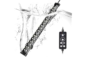 hygger Submersible LED Aquarium Light, 14W 15in 24/7 Mode Fish Tank Light with 5 Rows Beads, with Timer 9 Colors and Adjustable Brightness, Full Spectrum IP68 Waterproof Light for Fish Tank 16-27 inch