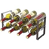 REDANT 2-Tier Stackable Wine Rack for Countertop - Metal Wine Bottle Holder, Small Wine Storage Organizer for Inside Cabinet, Kitchen, Bar, or Dining Room, Holds 8 Bottles, Bronze