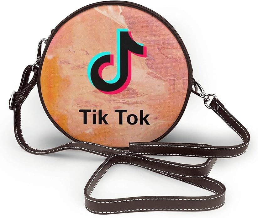 TikTok Ladies OneShoulder Round Bag, Leather Zipper OneShoulder