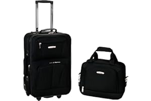 Rockland Fashion Softside Upright Luggage Set, Expandable, Black, 2-Piece (14/19)