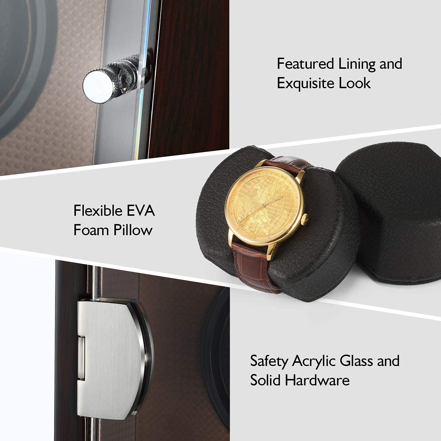 CHIYODA Automatic Watch Winder for 6 Watches, 6 Quiet Mabuchi Motors, LCD Display & Control Screen: Watches