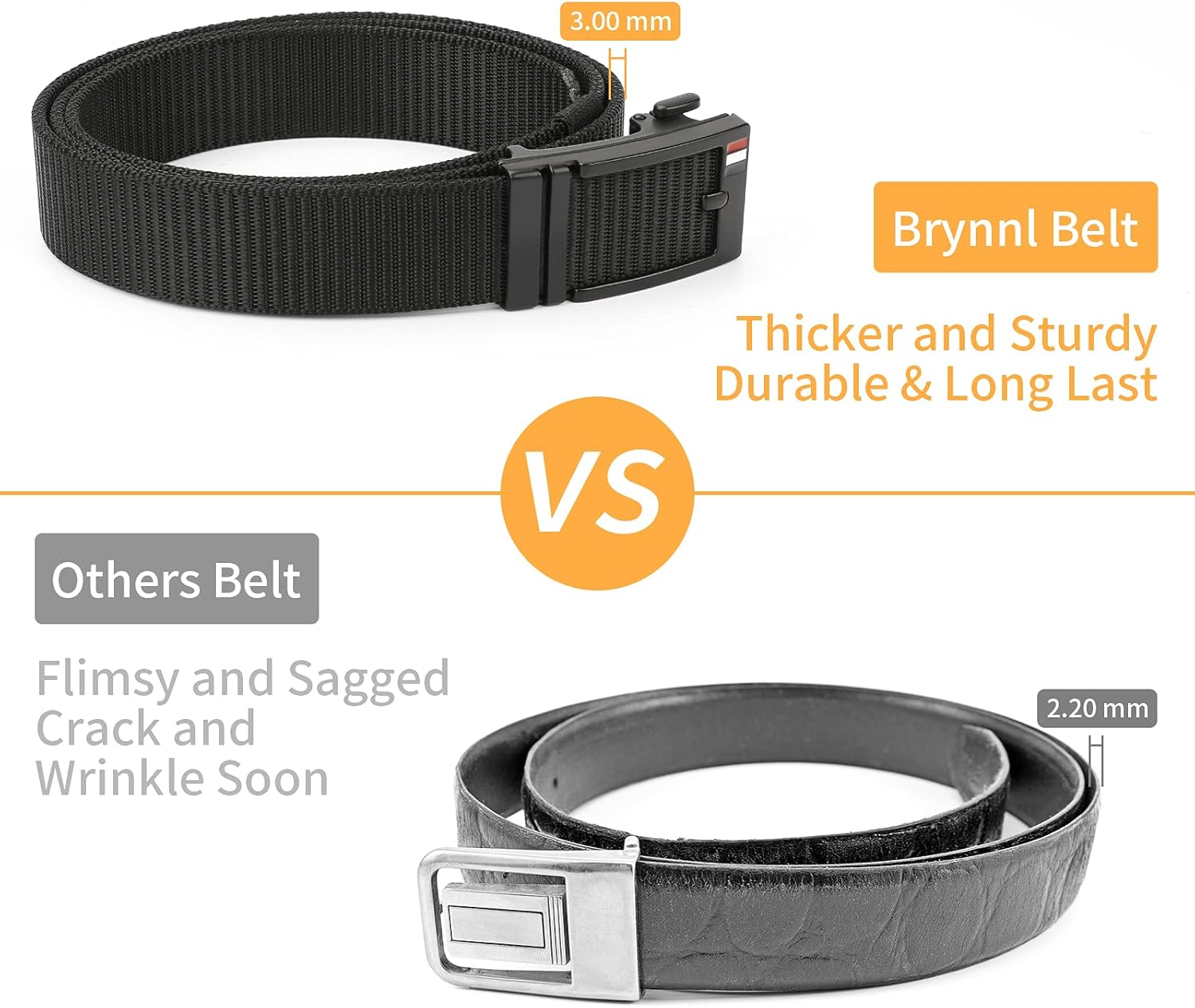 Nylon Ratchet Belt, Mens Golf Belt Casual, Adjustable Trim to Exact Fit, Black: Clothing