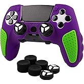Durable Silicone Grip Cover for DualSense Edge PS5 Controller – Ergonomic, Anti-Slip Design with Thumb Stick Caps for Full Protection (Purple)