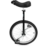 Nisorpa 20" Inch Unicycle Classic Black One Wheel Bike for Kids Adults | Anti-Skid Alloy Rim and Pedal, Adjustable Height, For Beginner Outdoor Indoor, Sports Entertainment Exercises, Balance Fun