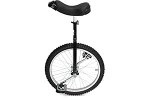 Nisorpa 20" Inch Unicycle Classic Black One Wheel Bike with Anti-Skid Alloy Rim and Pedal Adjustable Height Cycling for Kids 