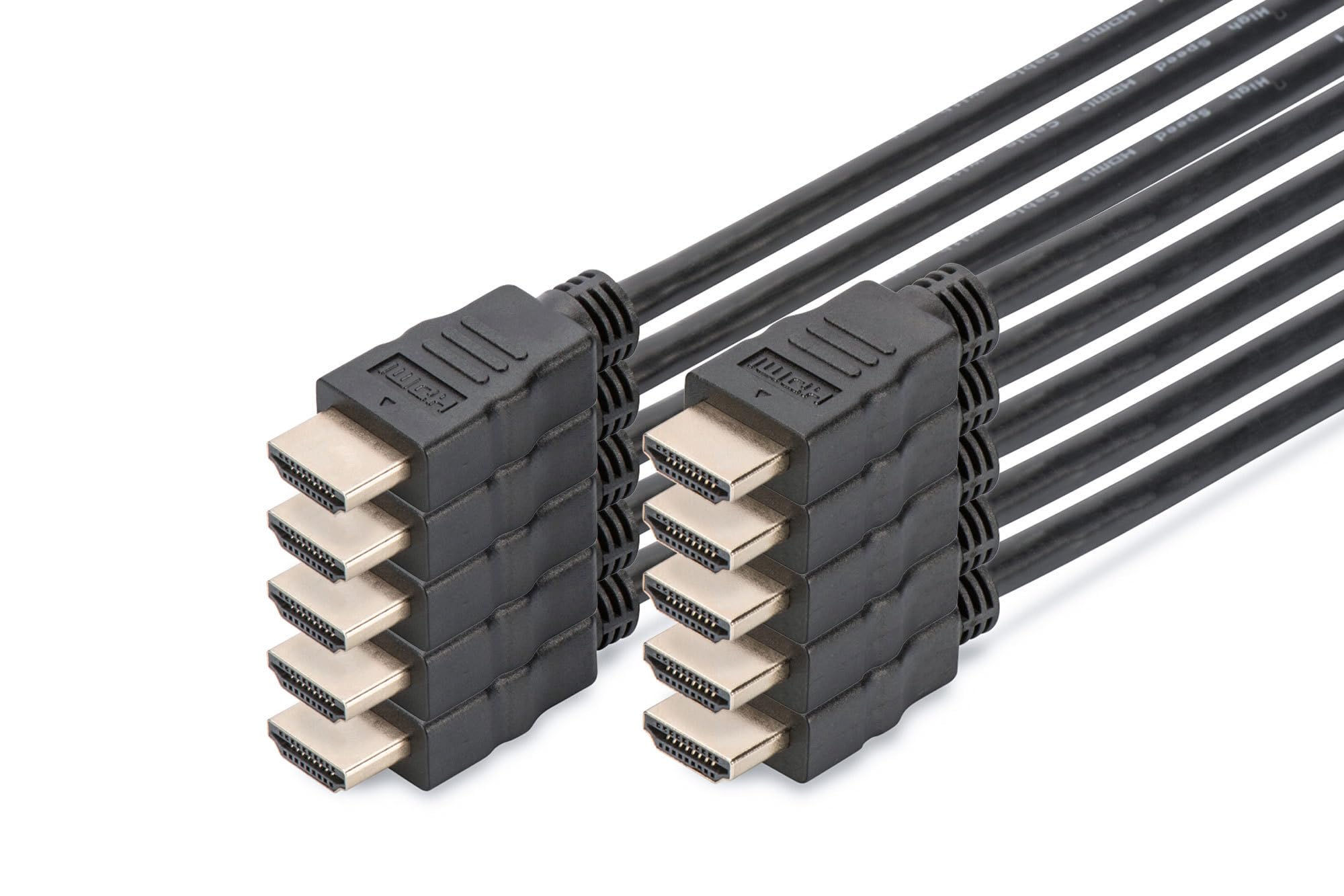 DIGITUS HDMI Cable - HDMI 2.0-2m - 10-pack - with Ethernet channel - UHD 4K 60Hz - compatible with TV, projector, monitor - gold-plated contacts - black