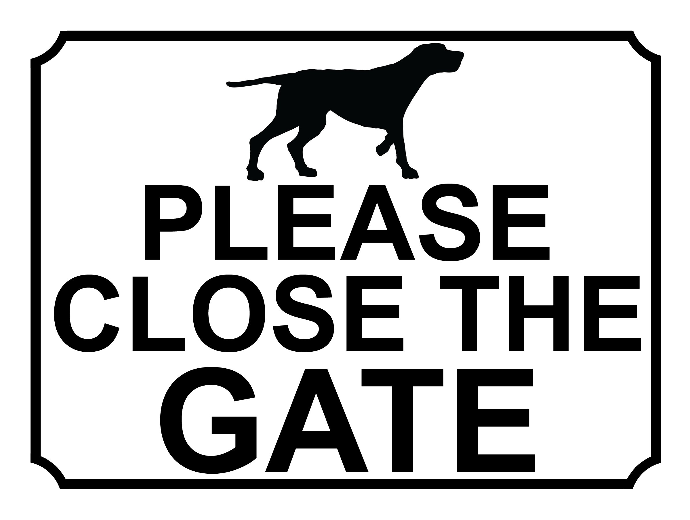 SHAWPRINT PLEASE CLOSE THE GATE DOG THEME METAL SIGN 200MM X 150MM (466H1)