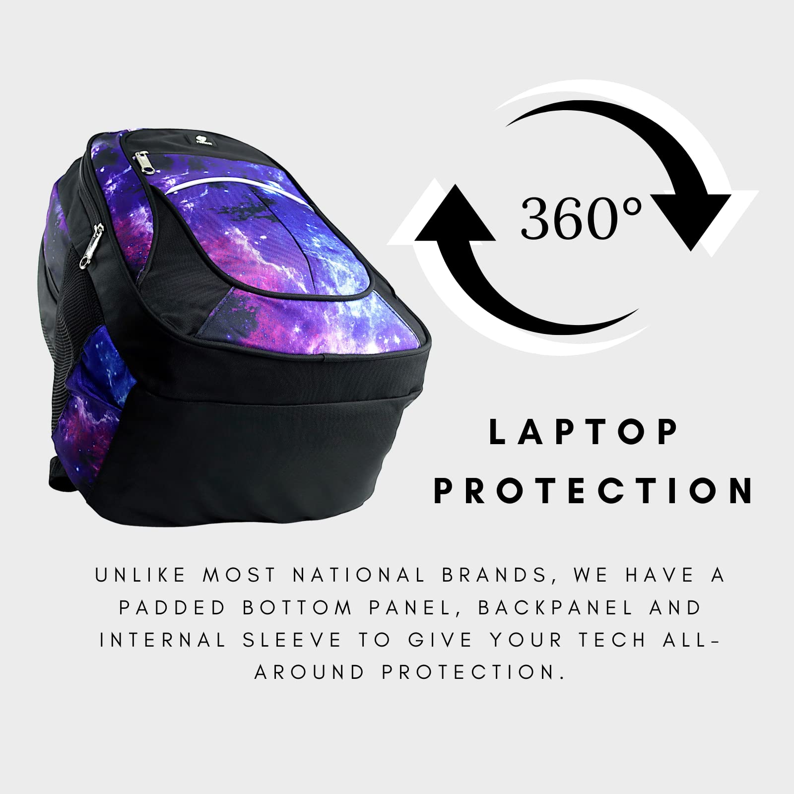 Fenrici Large Kids Backpack for Boys, Girls, 18 Inch Book Bags, 10 Compartments, 360° Laptop Protection