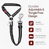 PIYAREY Dog Seat Belt Cars Headrest Adjustable Car Harness Black view 2