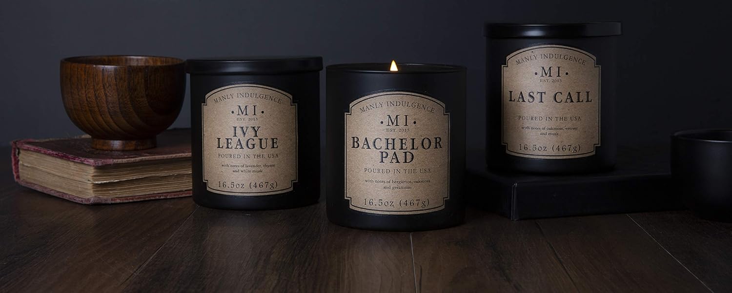 Manly Indulgence 5 O’Clock Shadow Jar Candle, 16.5 oz, Black: Home & Kitchen