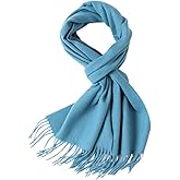 WASALUYA Wool Scarf for Women & Men, 100% Wool Scarves Wrap Shawl with Tassels, Elegant Soft Winter Scarf for Fall and Winter