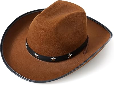 VIROSA Classic Western Cowboy Hat Black Lightweight Adjustable Fit