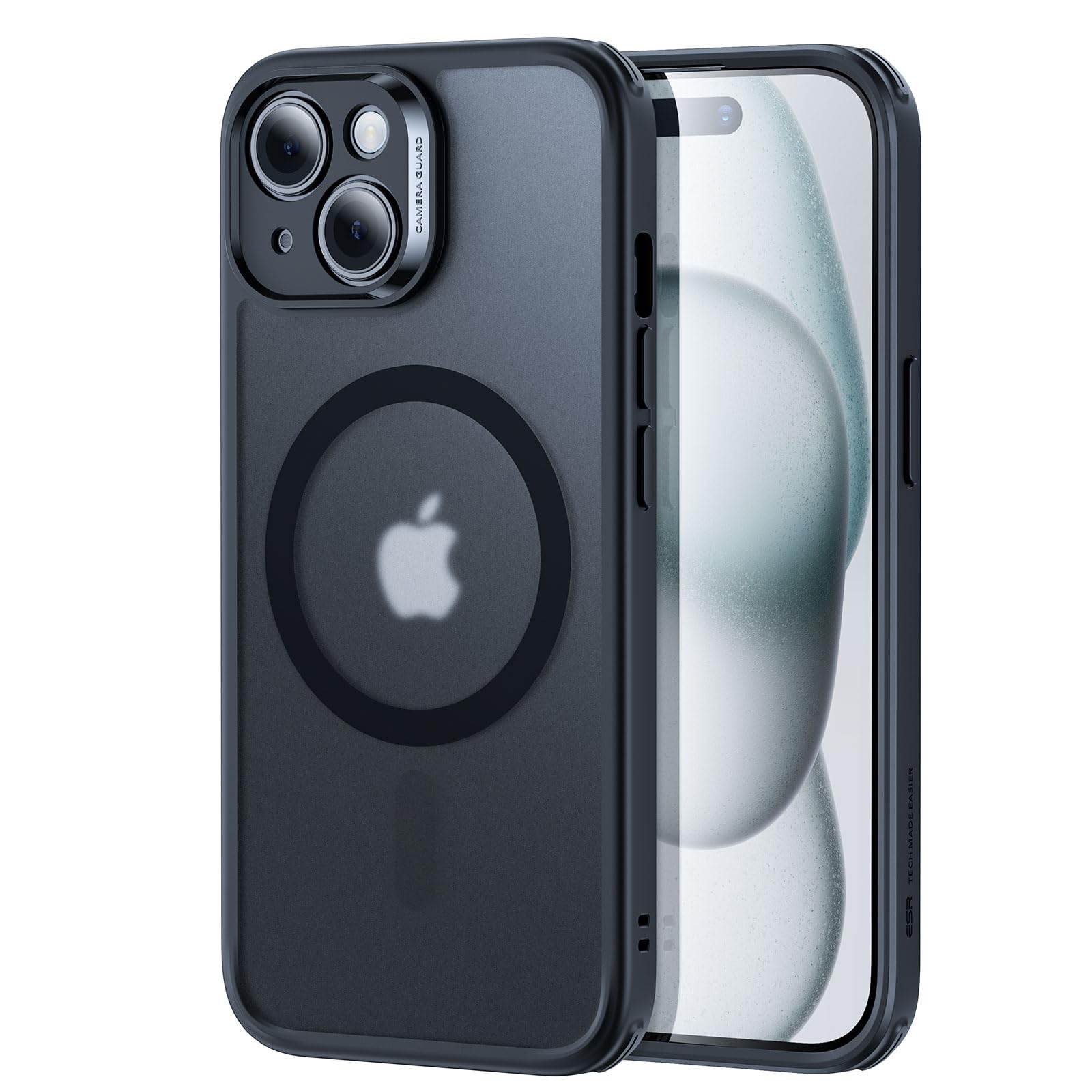 Photo 1 of ESR for iPhone 15 Case, Translucent Matte Case, Compatible with MagSafe, Military-Grade Protection, Classic Series, Frosted Black
