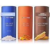 Aluminum-Free Deodorant for Men – 3-Pack Long-Lasting Clean Deodorant Set – Sandalwood, Amber & Sea Salt Scents – Odor Protection with Essential Oils – No Baking Soda, Paraben-Free