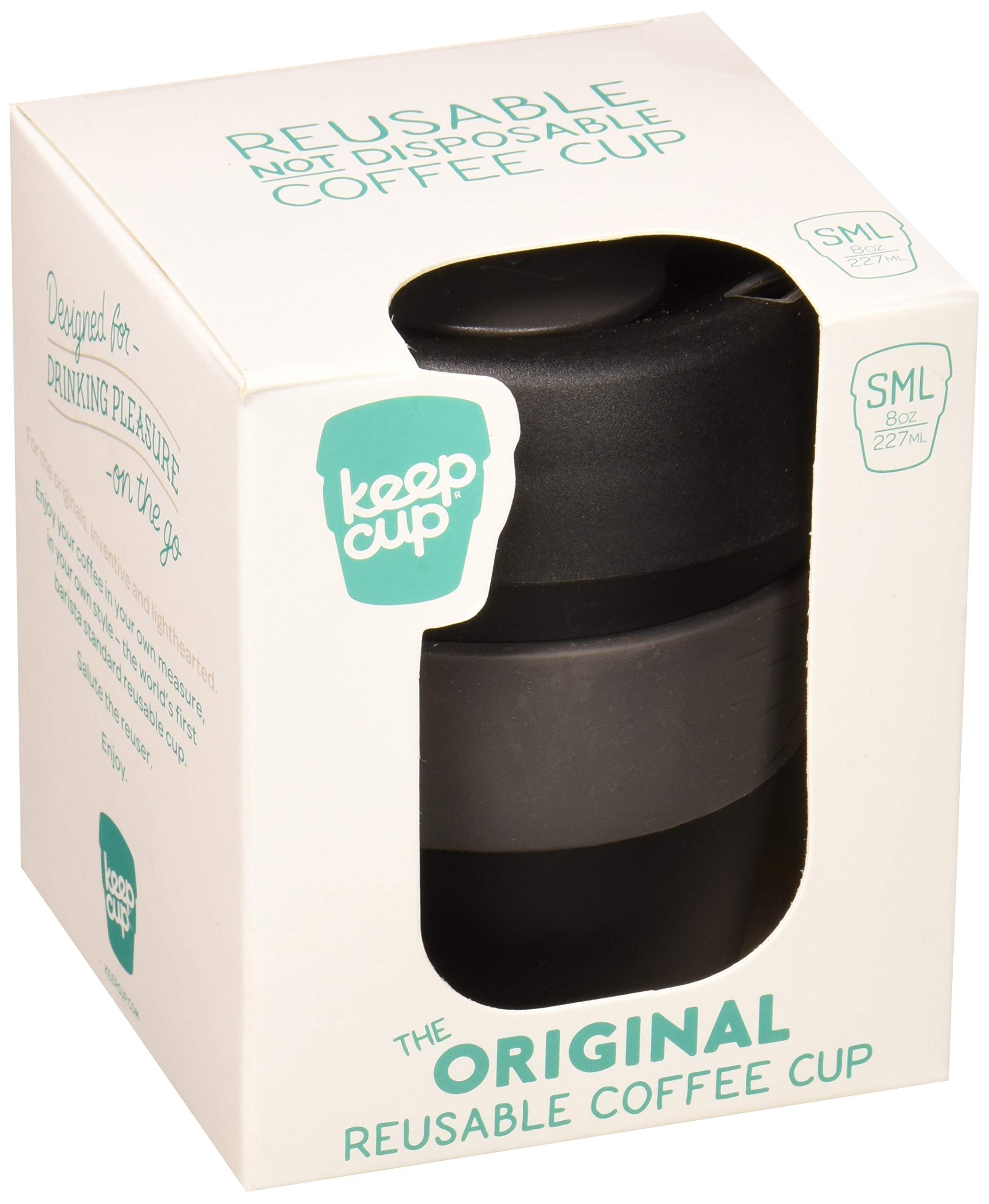 KeepCup 12oz Reusable Coffee Cup. Toughened Glass Cup & NonSlip